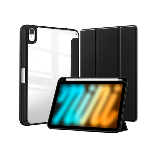 [840000013917] FUNDA SMART COVER AURORA IPAD MINI 6 C/ PORTA PLUMA TRANSPARENTE/NEGRA