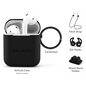 [842932164814] KIT DE FUNDA Y ACCESORIOS PARA AIRPODS 1/2 NEGRA 12-0004004