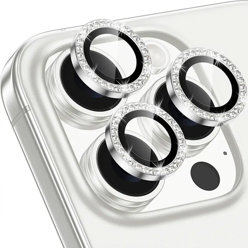 [900000002208] PROTECTOR CAMARA CRISTAL TEMPLADO IPHONE 16 PRO MAX BRILLOS PLATA