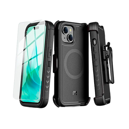 [RIP15CS3NXMS001] CARATULA MAVERICK MAGSAFE CON CLIP IPHONE 15/14/13 NEGRA MYBAT PRO