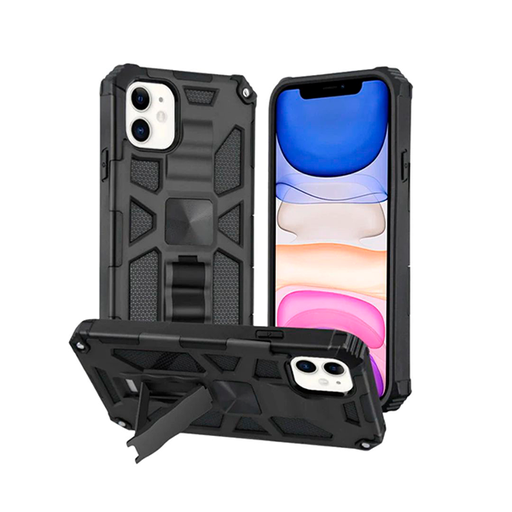 [AIP11RHPCFSSO001] CARATULA STURDY HYBRID C/STAND IPHONE 11 NEGRA
