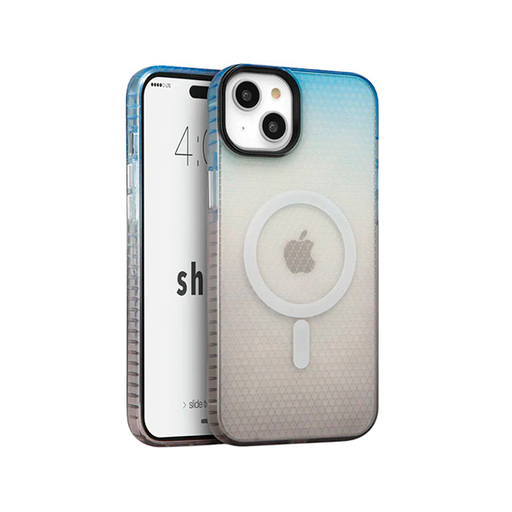 [89-0220001R] CARATULA SHOX OMBRE MAGSAFE IPHONE 15/14 PLUS AZUL / HUMO 89-0220001R