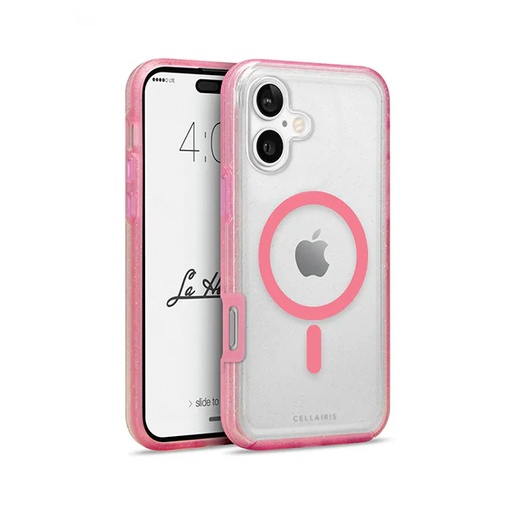 [34-0230002R] CARATULA LA HORNET GLITTER MAGSAFE IPHONE 16 PLUS TRANSPARENTE/ROSA 34-0230002R