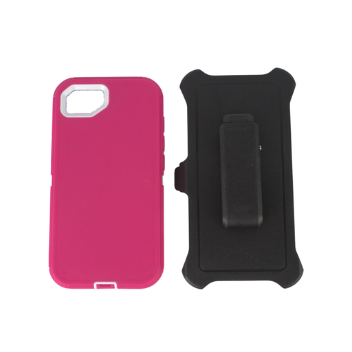 [HYB03C-IP16E-HPWH] ESTUCHE TIPO DEFENDER IPHONE 16e FUSHIA CON CLIP