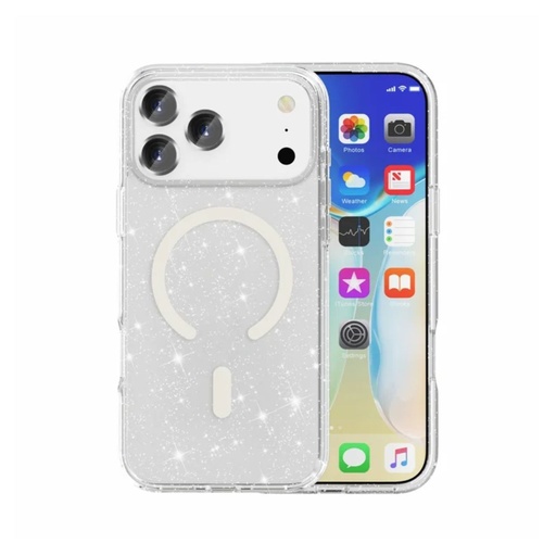 [40-0060104R] CARATULA SHOWCASE SLIM HALO GLITTER MAGSAFE IPHONE 17 PRO MAX BLANCA 40-0060104R